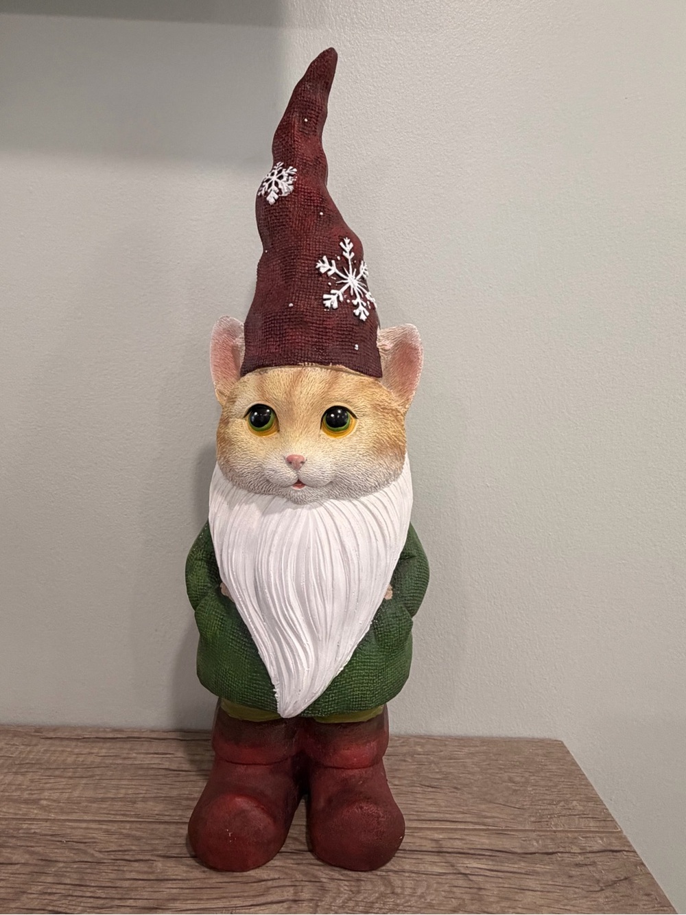 Christmas Kitty Cat Gnome 19" Statue Resin Figure Home Goods unbranded